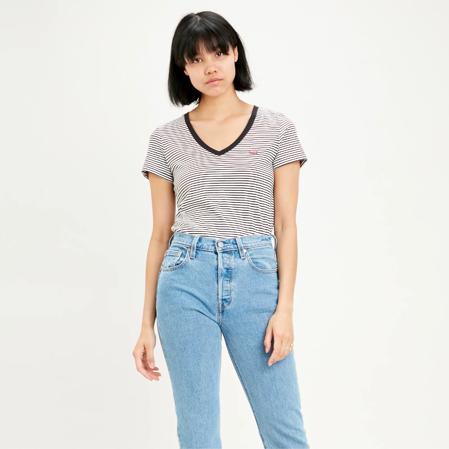 Levi's Perfect V-Neck - Stripe Cloud - Hores Stores