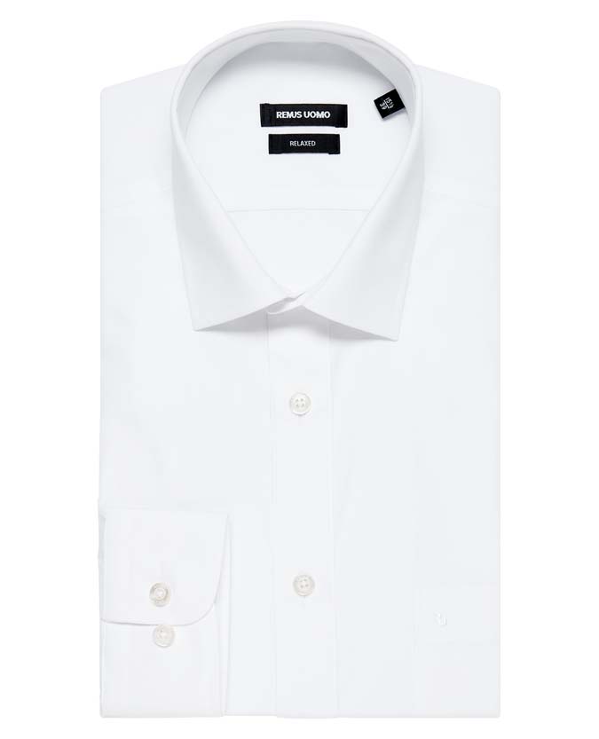 Remus Uomo - White Long Sleeve Formal Shirt Relaxed fit - Hores Stores