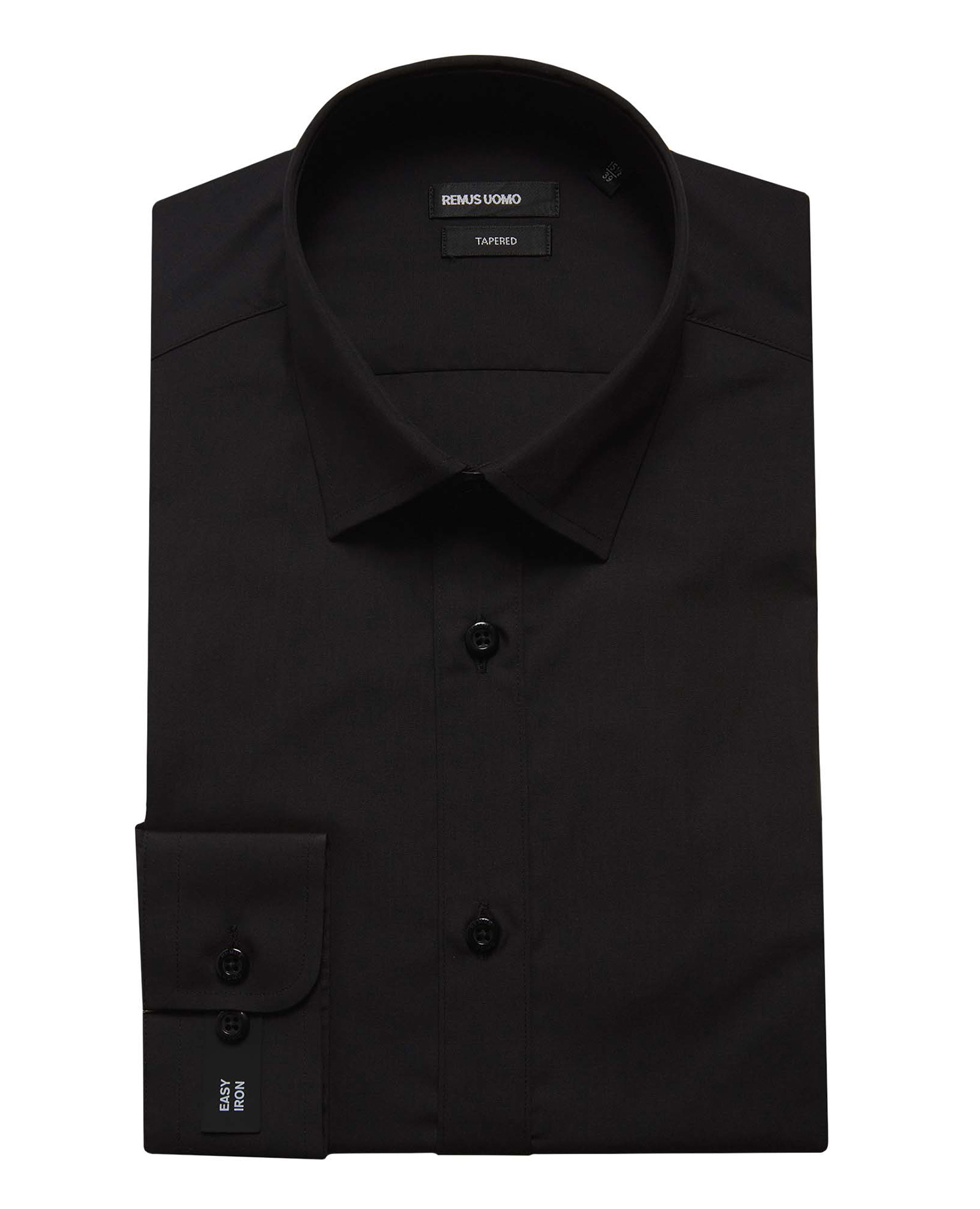 Remus Uomo - Black Long Sleeve Formal Shirt Tapered Fit - Hores Stores