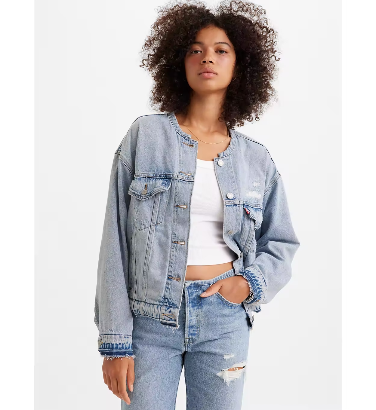 Levi’s Customized 90'S Trucker Jacket - Light Indigo Destructed Blue ...