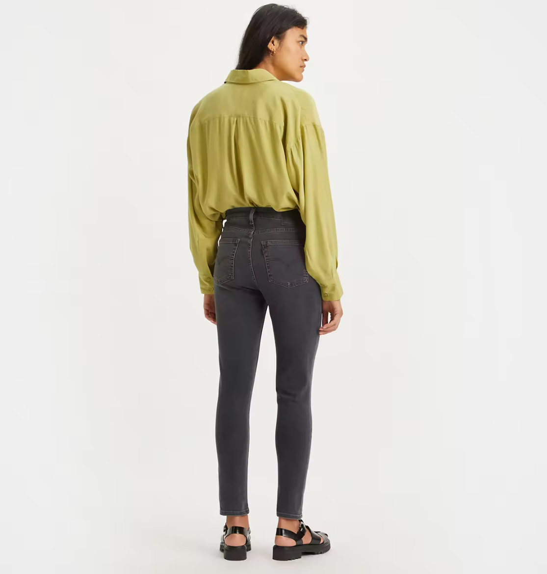 Levi's 721 High Rise Skinny Jeans - Black Worn In - Hores Stores