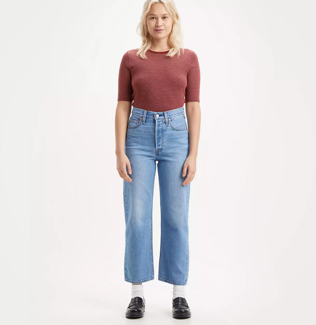 Levi's Ribcage Straight Ankle Jeans - Light Indigo Worn In - Hores Stores
