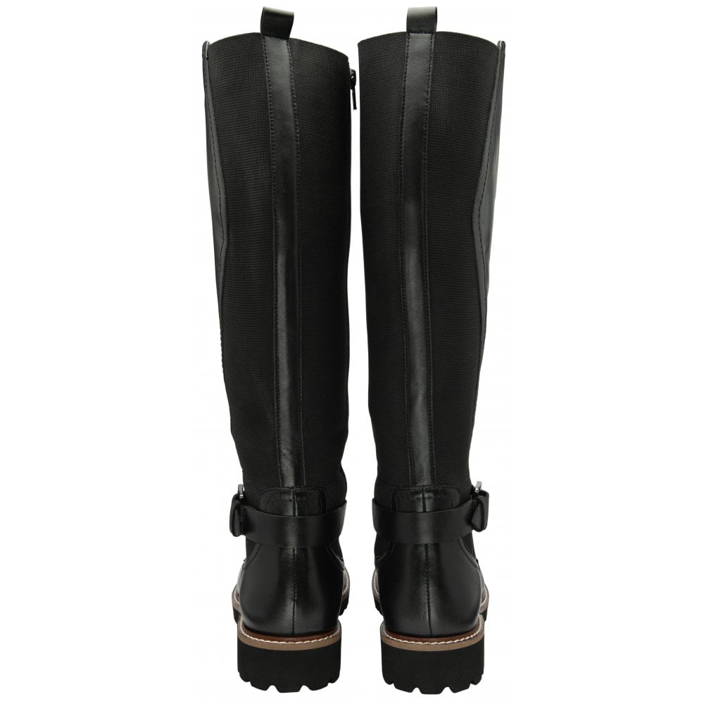 Lotus Black Leather Belvedere Knee High Boots - Hores Stores