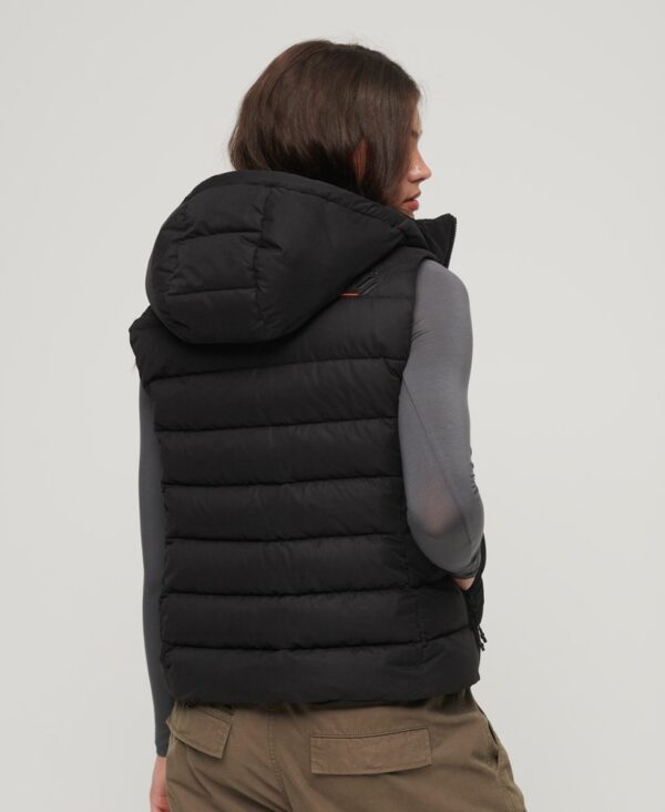 Superdry Hooded Microfibre Padded Gilet - Black - Image 2
