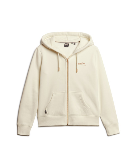 Superdry Logo Zip Hood - Off White - Hores Stores