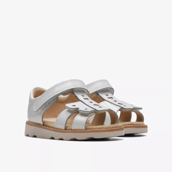 Clarks Girls Sandal Crown Beat - White Patent - Image 6
