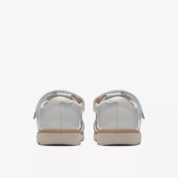 Clarks Girls Sandal Crown Beat - White Patent - Image 7