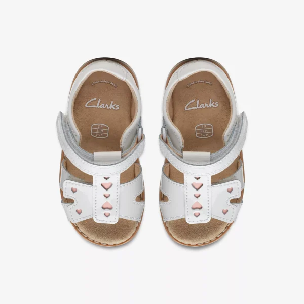 Clarks Girls Sandal Crown Beat - White Patent - Image 8