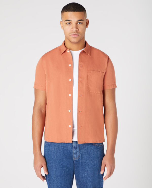 Remus Uomo Terracotta Seville Short Sleeve Casual Shirt