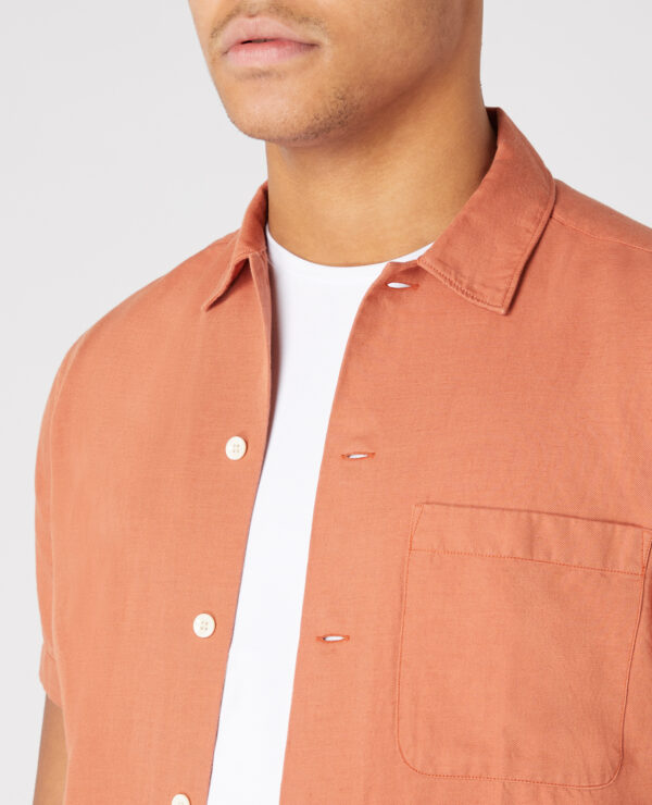 Remus Uomo Terracotta Seville Short Sleeve Casual Shirt - Image 4