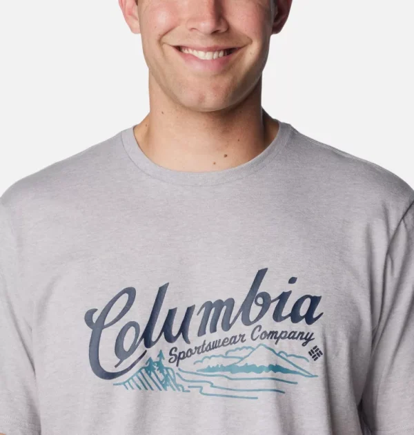 Columbia Men's Rockaway River Graphic Tee - Grey - Image 3