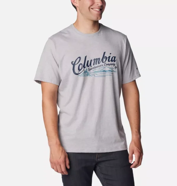 Columbia Men's Rockaway River Graphic Tee - Grey - Image 4