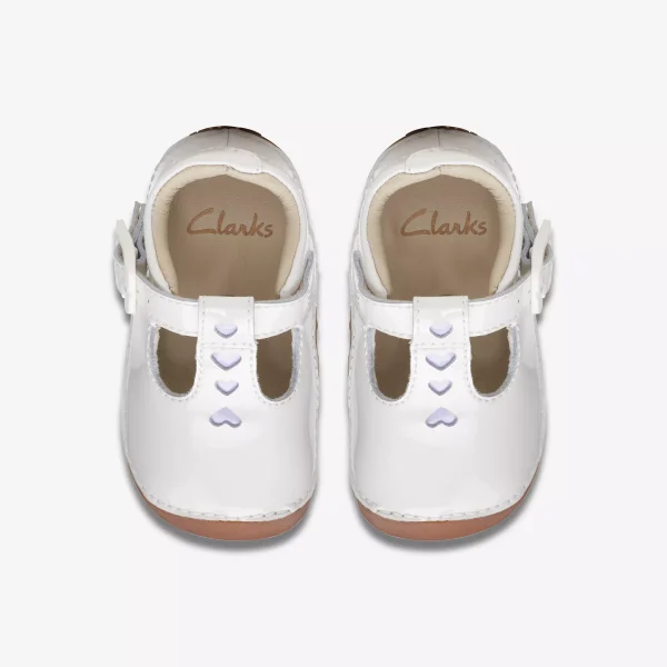 Clarks Girls Tiny Beat - White Patent - Image 6