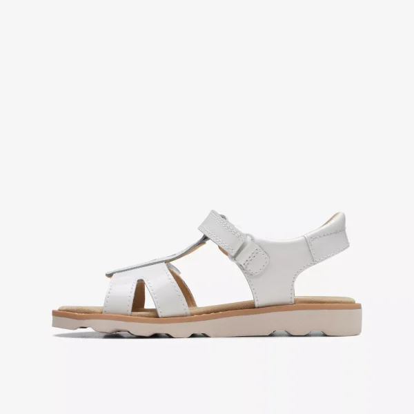 Clarks Girls' Crown Beat Kid Sandal - White Patent - Image 3