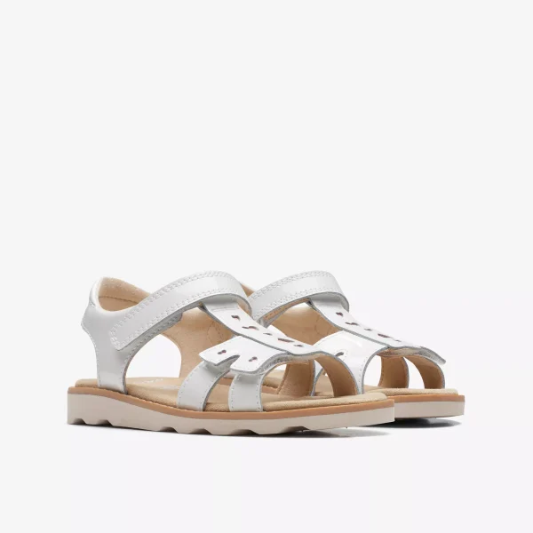 Clarks Girls' Crown Beat Kid Sandal - White Patent - Image 4
