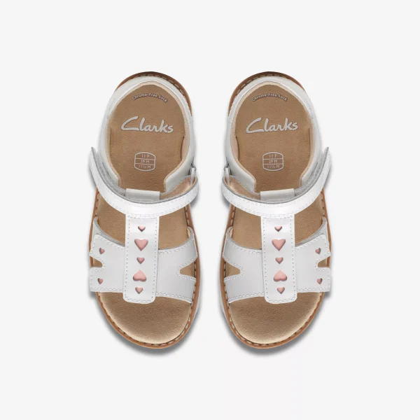 Clarks Girls' Crown Beat Kid Sandal - White Patent - Image 5