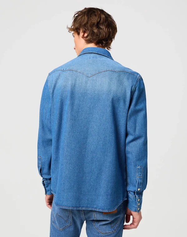 Wrangler Denim Shirt Icon Mid Stone - Image 5