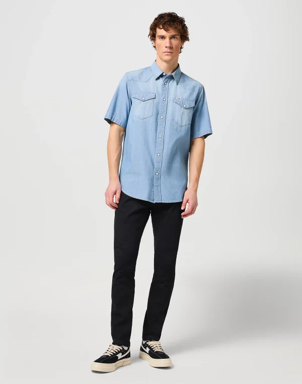 Wrangler Short Sleeve Western Shirt In Light Stone - Image 2