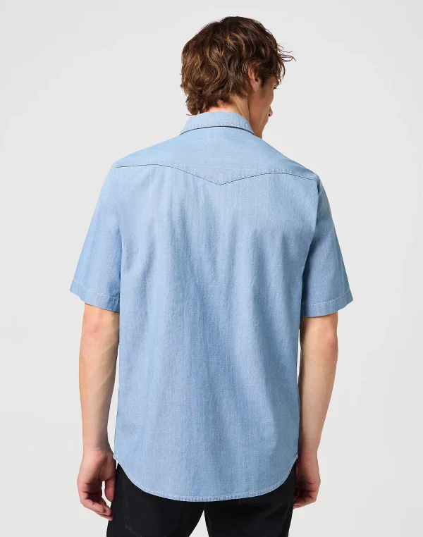 Wrangler Short Sleeve Western Shirt In Light Stone - Image 4
