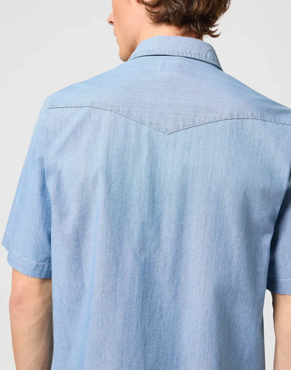 Wrangler Short Sleeve Western Shirt In Light Stone - Image 5