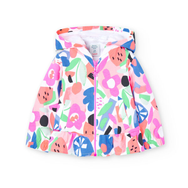 Boboli Girls Pink Floral Fleece Jacket