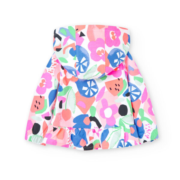 Boboli Girls Pink Floral Fleece Jacket - Image 2