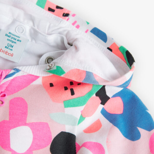 Boboli Girls Pink Floral Fleece Jacket - Image 5