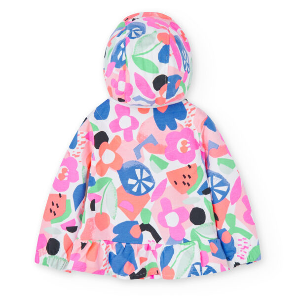 Boboli Girls Pink Floral Fleece Jacket - Image 4