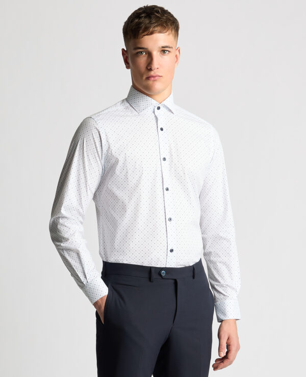 Remus Uomo Navy and White Seville Long Sleeve Formal Shirt - Image 2