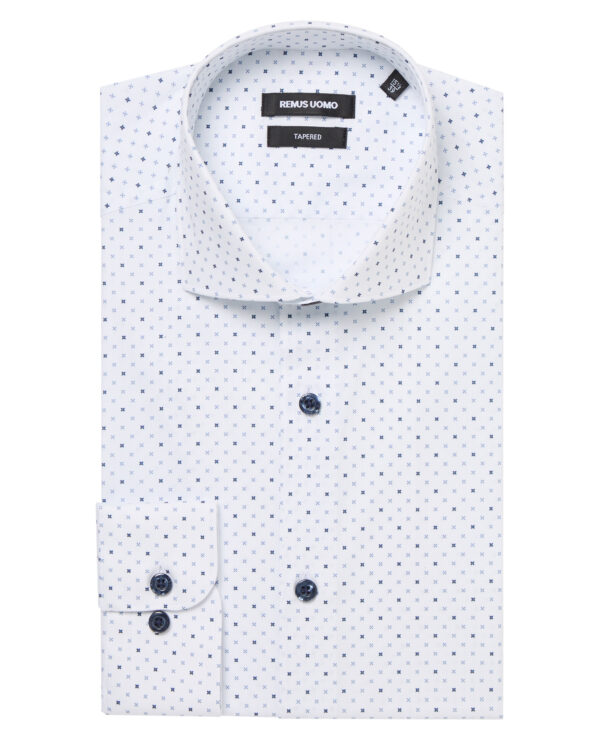 Remus Uomo Navy and White Seville Long Sleeve Formal Shirt