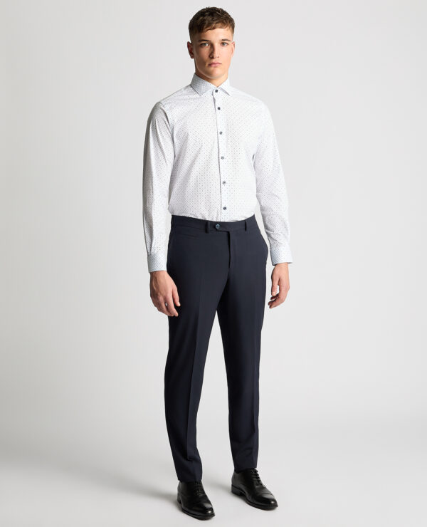 Remus Uomo Navy and White Seville Long Sleeve Formal Shirt - Image 3