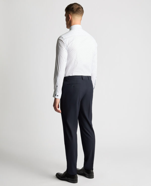 Remus Uomo Navy and White Seville Long Sleeve Formal Shirt - Image 4