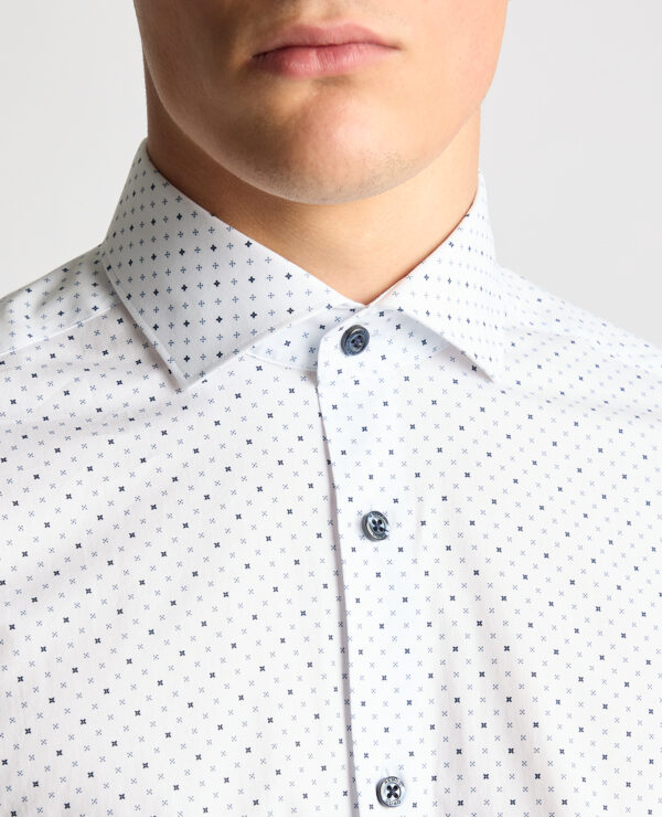 Remus Uomo Navy and White Seville Long Sleeve Formal Shirt - Image 5