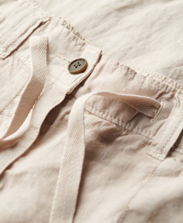 Superdry Linen Low Rise Pants - Stone Beige - Image 4