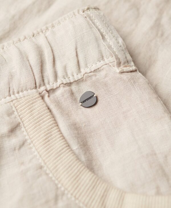 Superdry Linen Low Rise Pants - Stone Beige - Image 5