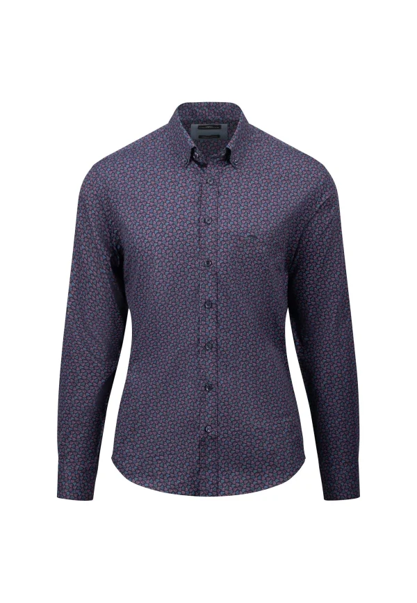 Fynch Hatton L/s Shirt with leaf print - Pale Blush