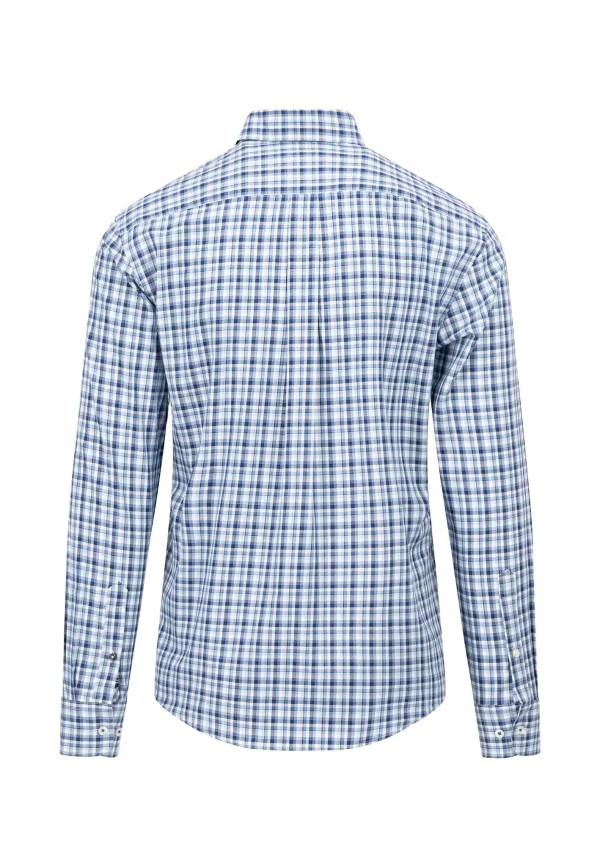 Fynch Hatton L/s Cotton Shirt with check pattern - Midnight - Image 2