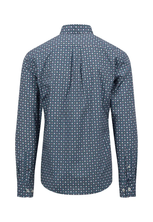 Fynch Hatton L/s Shirt with graphic print - Dark Teal - Image 2