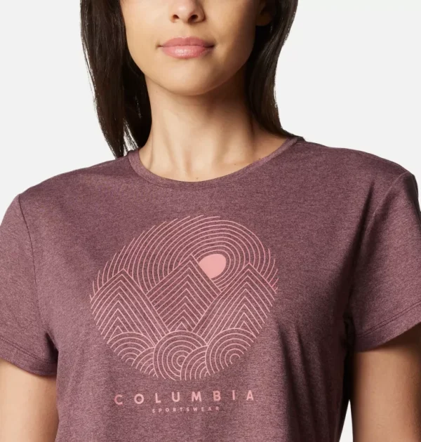 Columbia Sloan Ridge Graphic Tee Ladies - Moonvista Heather, Linear Landscape - Image 4
