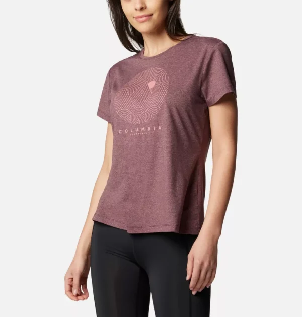 Columbia Sloan Ridge Graphic Tee Ladies - Moonvista Heather, Linear Landscape - Image 3