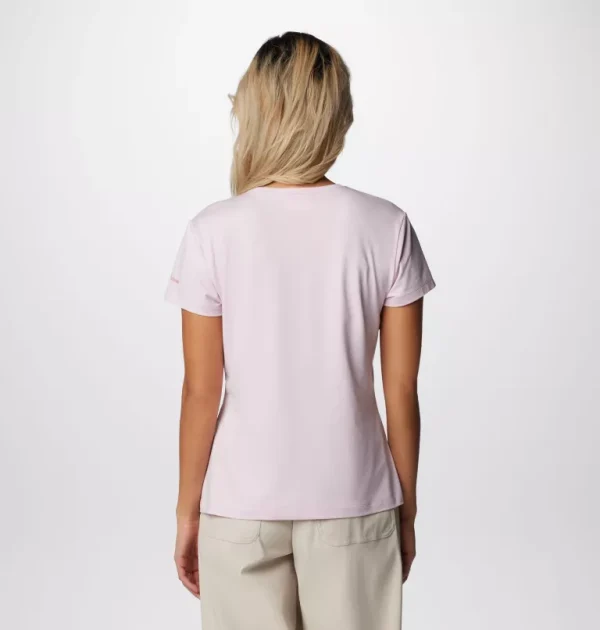 Columbia Sloan Ridge Graphic Tee - Pink Dawn Heather, Linear Landscape - Image 3