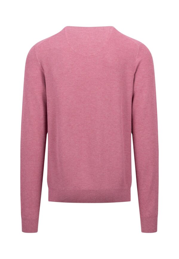 Fynch Hatton Casual cotton knit sweater with round neck - Pale Blush - Image 2