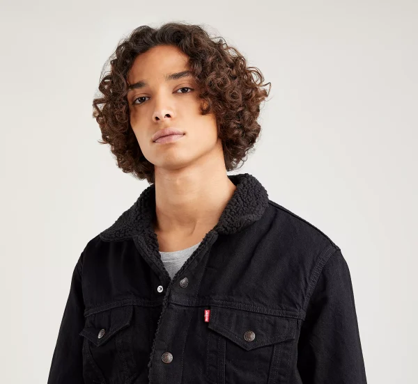 Levi’s Sherpa Trucker Jacket Black - Image 2