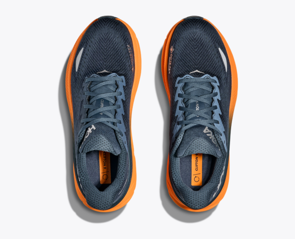 Hoka Clifton 9 GORE-TEX - Stormy skies / Orange zest - Image 7