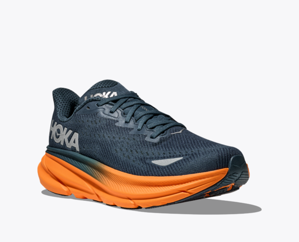 Hoka Clifton 9 GORE-TEX - Stormy skies / Orange zest - Image 3