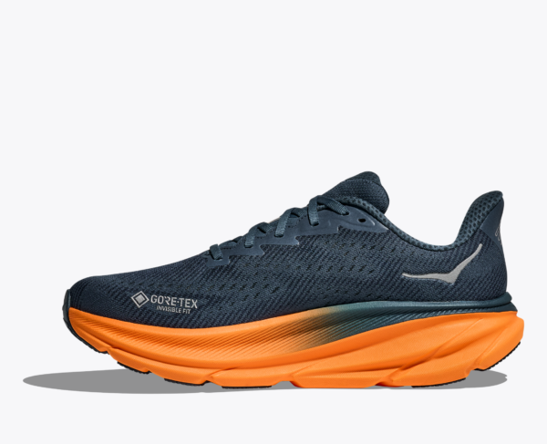 Hoka Clifton 9 GORE-TEX - Stormy skies / Orange zest - Image 2