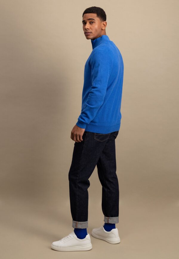 Fynch Hatton Cotton 1/4 Zip - Strong Blue - Image 4