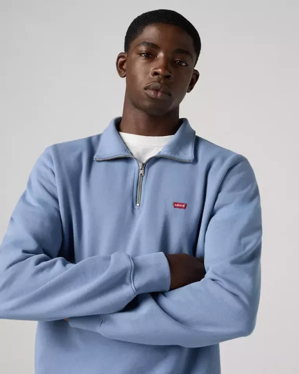 Levi’s Original Housemark Quarter-zip Pullover - Cliff Blue - Image 3