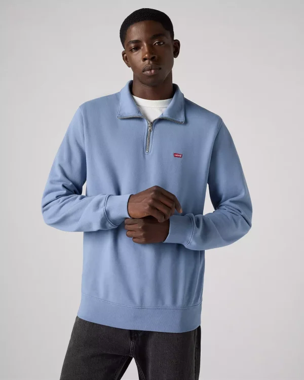 Levi’s Original Housemark Quarter-zip Pullover - Cliff Blue - Image 2
