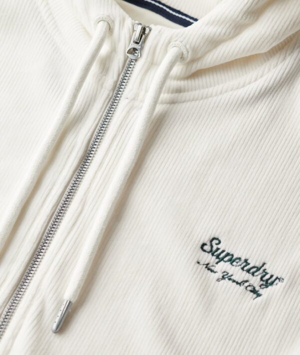 Superdry Country Club Velour Zip Hoodie - Off White - Image 2